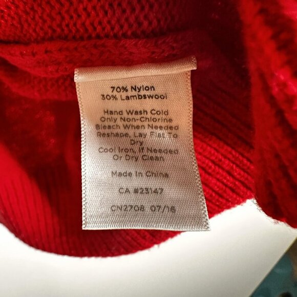 Talbots Sweater Womens Medium Red Blue Fair Isle Pullover Lambswool Blend Knit - Picture 8 of 11